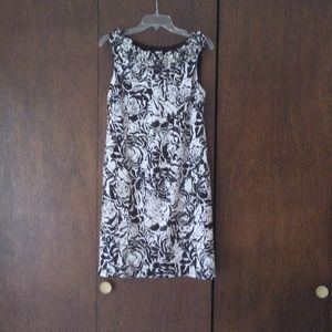 MSK Dress with Ruffled Neckline in Front, Abstract Floral